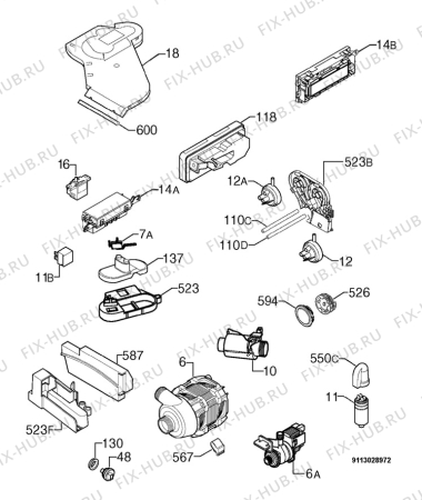 Взрыв-схема посудомоечной машины Juno Electrolux JSI86052E - Схема узла Electrical equipment 268